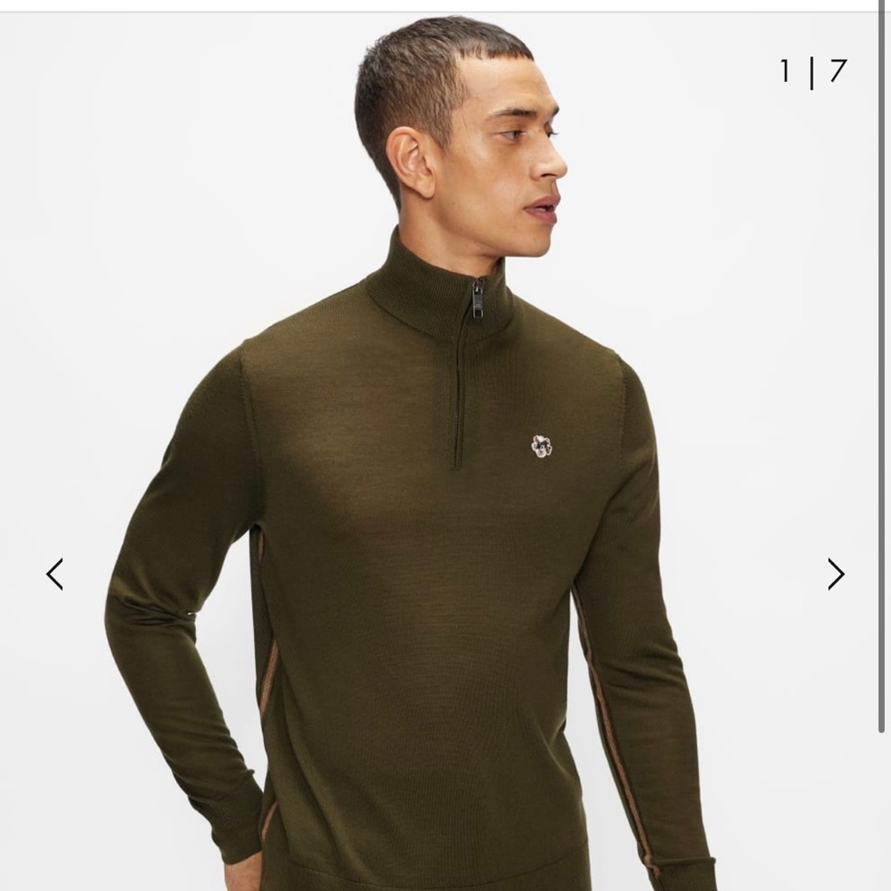 Tooting Marino wool green sweater Ted baker zip